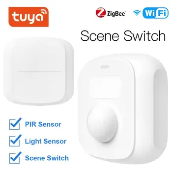 Tuya WiFi Zigbee Smart Scene Stikalo PIR Senzor Gibanja Svetlobe Detektor Smart Buttom Stikalo za Brezžični Daljinski upravljalnik pametni Dom