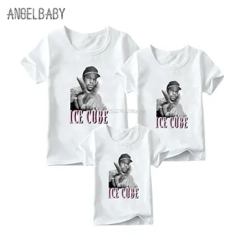 Ujemanje Družino Obleke Ice Cube Hip Hop Rapper Tiskanja Fantje Dekleta Modni T-shirt Obleko Otroci Ženska Človek Kul Tshirt