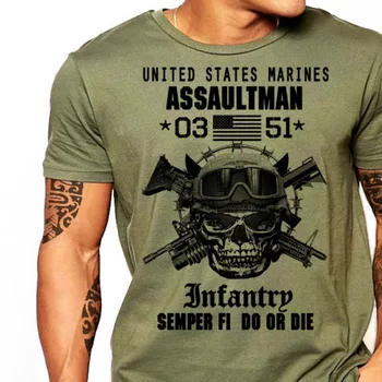 USMC 0351 Assaultman Pehota ameriški marinci T-Shirt 100% Bombaž O-Vratu Kratek Rokav Poletje Priložnostne Mens T-shirt Velikost S-3XL
