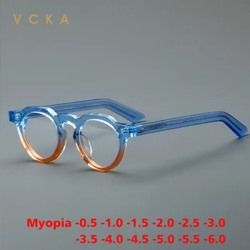 VCKA Letnik Acetat Očala Okvir Moških 2024 Nov Recept Kratkovidnost Očal Okvir Ženske Retro Luksuzni Očala -0.5 do -10