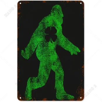Vintage Kovinski Znak Bigfoot Lucky Clover St Patrick ' s Day Retro Umetnosti Tin Prijavite Smešno Okraski za Dom Bar Cafe Pub Kmetiji Soba