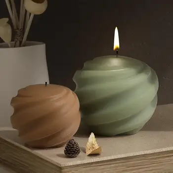 Vrtenje 3D Spirala Sveča Plesni Carving Žogo Zemljo Okroglo Žogo Za Aromaterapijo Svečo, zaradi Česar Silikonsko Plesni Mavca Milo Dekor