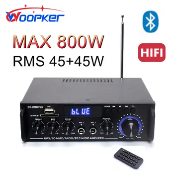 Woopker Bluetooth Ojačevalnik BT-298 Pro 400W+400W Digitalna HI-fi Avdio Stereo močnostni Ojačevalnik 2-Kanalni Ojačevalniki za Dom, Avto,