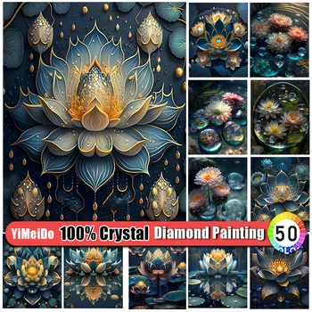 YiMeiDo 100% Kristalno Diamond Slikarstvo Mandala Lotus Kit Grafiti Umetnost Polni Sveder Diamantni Vezenje Cvet Navzkrižno Šiv Mozaik