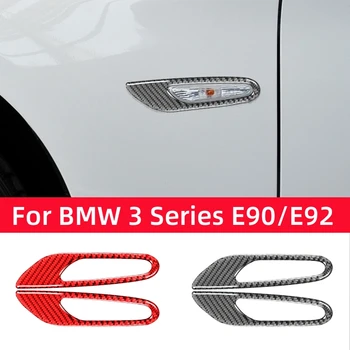 Za BMW Serije 3 E90 E92 2005-2012 Dodatki iz Ogljikovih Vlaken Avto Zunanjost Vključite Opozorilne Luči Trim Okvir Pokrova Dekoracijo Nalepke