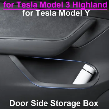 za Tesla Model 3 Highland 2024 Vrata Shranjevanje Organizator Polje Model Y 2023 Mehki Silikonski Vrata Strani Vstavi Primeru Bin Zaščitnik Flock