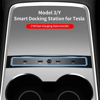 Za Tesla Model 3 Y 2021 2022 27W Hitri Polnilnik USB, Vzporedni Hub Inteligentni Razširitveno Postajo Avto Adapter Pogon Splitter Razširitev