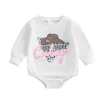 Zahodni Baby Obleko Novorojenčka Fant Dekle Krava Print Majica Romper Pulover Padec Zimska Oblačila