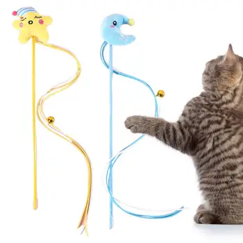 Zanimivo Mačka Palico Igrača Ustvarjalna Lajšanje Dolgčas Svetle Barve Hišnih Mačk Mucek Plišastih Luna Rese Interaktivni Stick