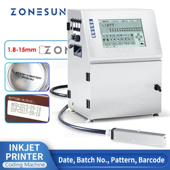 ZONESUN Kodiranje Stroj Namizni Inkjet Tiskalnik 15 mm črtne kode QR Serije, Datum, Zaporedno Številko, Logo Vzorec na Zaslonu na Dotik ZS-TIP15