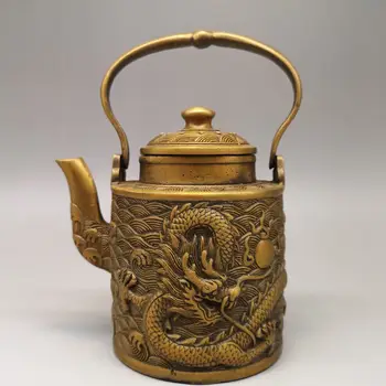 Čisti baker morsko vodo zmaj vzorec pot antično bronasto žarek vrča vina pot čajnik doma hotel čaj slovesnosti dekoracijo proces