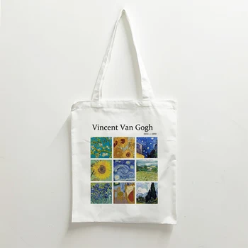Ženske Nakupovalno Vrečko Vrečko Van Gogh Oljna Slika, Estetske Platno Tote Vrečko Priložnostne Torbici Torba Varovanec Vrečko