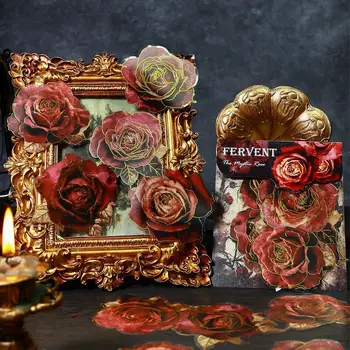 10Pcs Mystic Rose Serije Dekorativne Nalepke Pack Letnik Cvet Priročnik Scrapbooking Material Oznaka Diy Dnevnik Album Načrtovalec