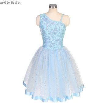 22510 Modro Nebo Bleščica Čipke Spandex Steznik Romantični Balet Dolg Tutu za Ženske in Dekleta Stopnji Uspešnosti Balet Ples Dressds