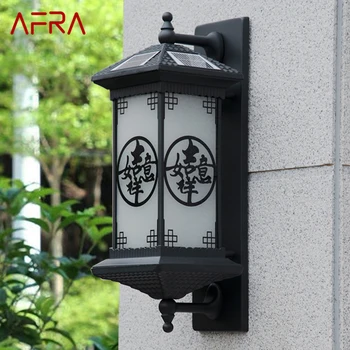 AFRA na Prostem Sončne Stene Lučka Ustvarjalnost Kitajski Stil Črni Rov Svetlobe LED Vodotesen IP65 za Dom, Balkon, Dvorišče