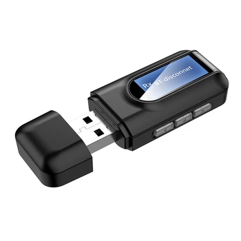 Bluetooth 5.0 Oddajnik in Sprejemnik, 2 v 1 Brezžični vmesnik z LCD-Zaslon 3.5 mm AUX, USB, Stereo za PC TV Avto Slušalke