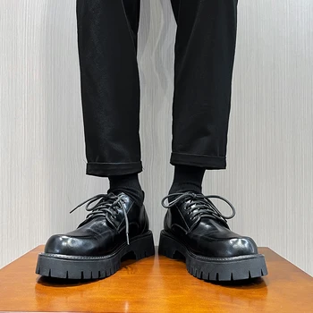 Moški Modni Trendi Orodje Anti-slip Modni Čevlji Sprehod Superge Vsakdanje Delo Priložnostne MenThick Soled Velik Toe Usnjeni Čevlji