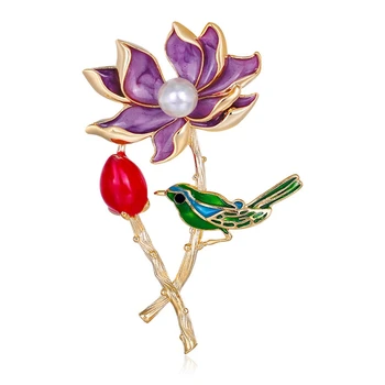 Pearl lotosov Cvet, Broške Zatiči za Ženske Unisex 3-color Emajl Cvet Stranka Urad Broška Darila