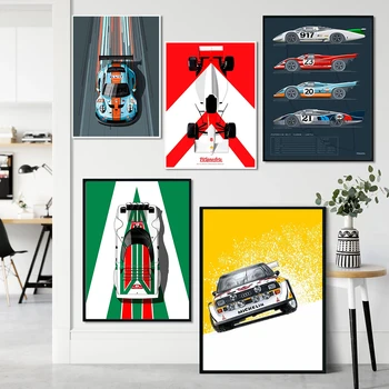 Pisane F1 Dirke Športni Avto Platno Slikarstvo Poster Tiskanje Motorsport Stenskih slikah, za Spalnico Sodobne Dom Dekor Brez Okvirja