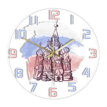 Ruski Cerkvi St. Basil Cathedral Tiho Non-Steni tiktaka Ura Moskvi Kool Kremelj Točko Sodobno Oblikovanje Potovanja Stenska Ura