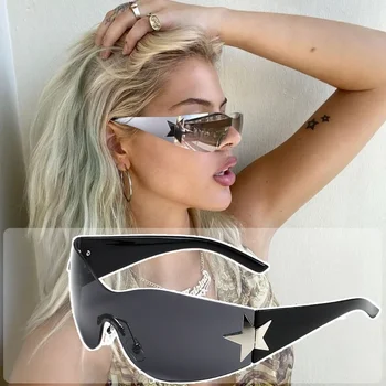 Y2K Punk sončna Očala za Ženske Luksuznih Športnih Enem Kosu sončna Očala blagovne Znamke Oblikovalec Moških Očala Odtenkih Modnih Petimi Zvezdicami Eyewears